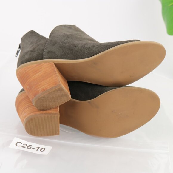 Susina Womens Carina Lea Boot Size 7.5 Gray Suede Block Heel Open Toe Bootie - Picture 8 of 11